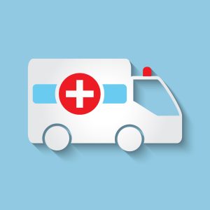 Ambulance with red cross on the side for a paramedic negligence claim